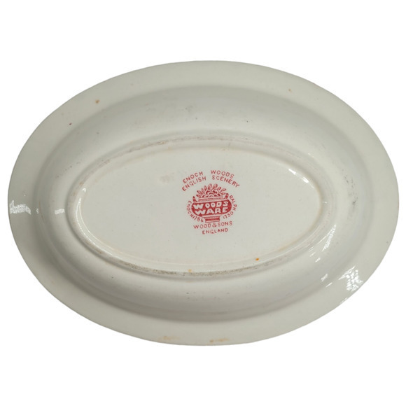 Enoch Wood's English Scenery Wood and Sons Pink Countryside Vegetable Bowl 7 in - Picture 5 of 10